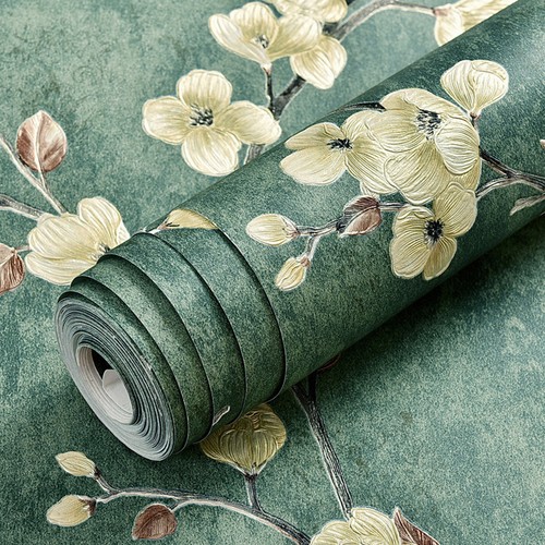 Retro green floral - floral, &
