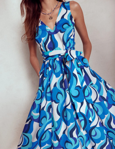 Boden belted flare dress blue - flare,