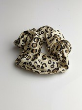 HAND MADE PURE MULBERRY SILK LEOPARD PRINT HAIR SCRUNCHIES PONYTAIL HOLDER