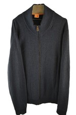 HUGO BOSS ORANGE Blue Knitwear Jumper size 2XL Mens Full Zip Casual Outdoors