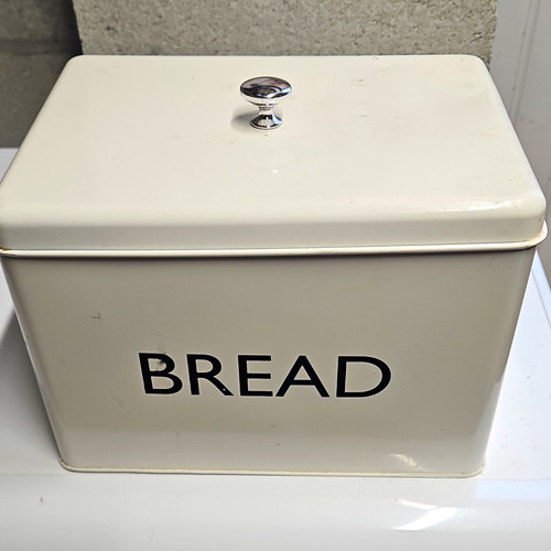 White metal bread bin - metal,