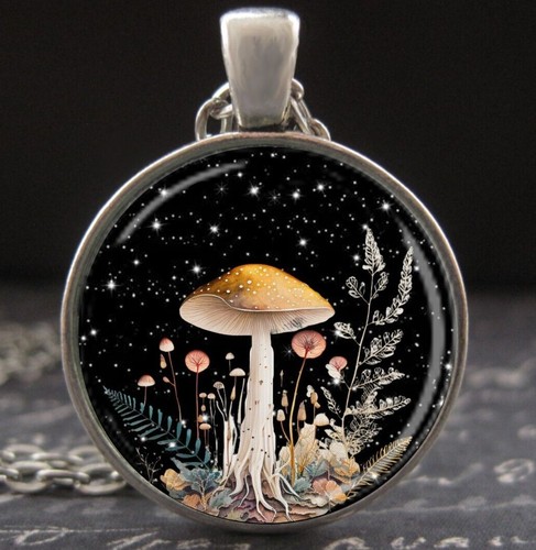 Glass mushroom necklace - glass,