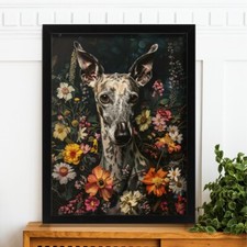 Floral Greyhound Portrait