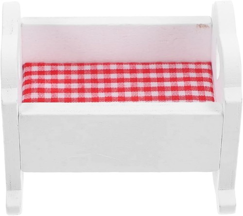 Miniature doll bed - doll, white