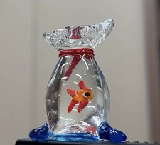  Italian Murano Glass Unusual Art Glass Fish Aquarium Figure with Bubbles