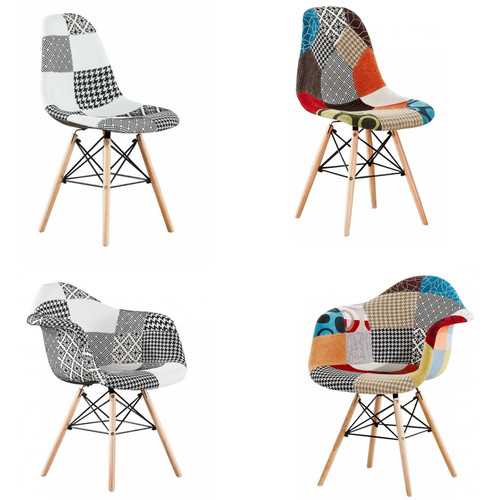Retro patchwork dining - retro, chairs