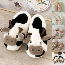 Women Ladies Cute Cow Slippers