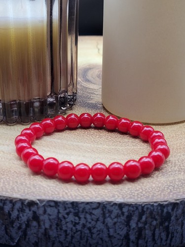 Red coral 8mm handmade stretch - handmade,