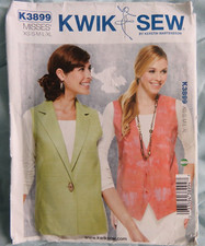 (2015) Kwik Sew K3899 Sewing Pattern Ladies Lined Vest Waist Coat Jacket XS-L