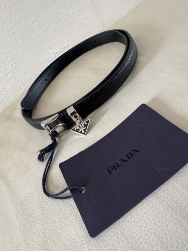 Prada black leather skinny - black,