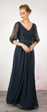 Emma Bridals 7714 Bridesmaid Prom Wedding A-line Dress - NAVY - US 12 UK 16