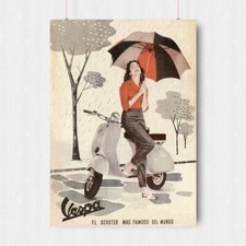 CLASSIC VINTAGE VESPA SCOOTER POSTER PRINT IMAGE ART MOTORCYCLE -A3 A4 SIZE