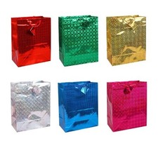 PACK OF 3 MINI holographic Gift Bag Carrier Christmas Present Holder  Party