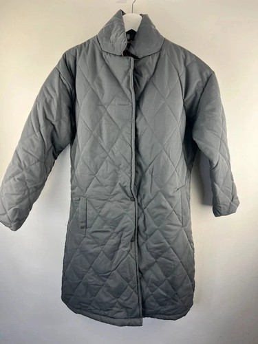 Grey quilted longline coat - quilted,