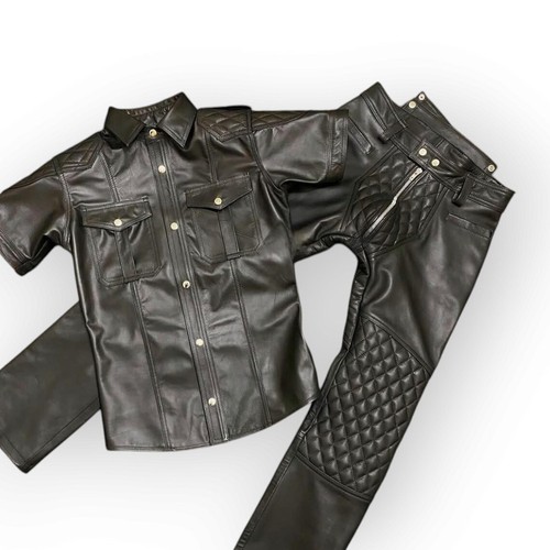 Men black real leather - real, set