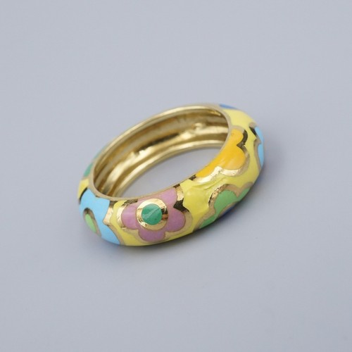 18k enamel flower band - 18k,