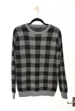 TOPSHOP Grey Black Angora Blend Paid  Long Sleeve Sweater Size UK8