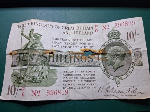 1919 ten shillings note - ten,
