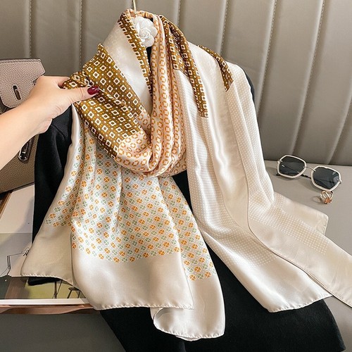 100 silk scarf brown - scarf, and