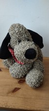 Playbear Fluffy Dog Toy with Weighted Pellets in Feet - Grey & Black -40x18x18cm