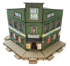 ACW WILD WEST -  ROGAN'S BAR & BUNK -  28mm FULLY BUILT & PAINTED MDF BUILDING