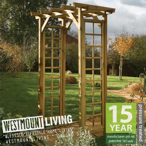 Wooden square top rose archway - wooden,