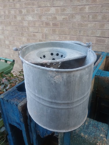 Galvanized metal mop bucket - metal,
