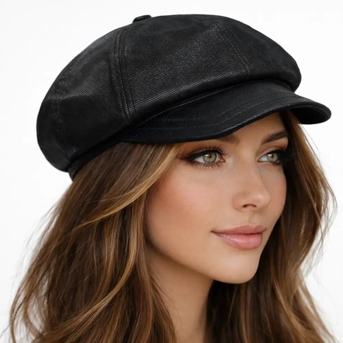 Black baker boy cap - cap, womens