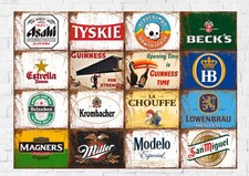 Metal beer signs, rustic