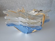 4 Pack AKCAM Pearlized-Flower Shaped-Colored SNACK BOWLS-Blue-clear- White