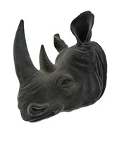 Abigail Ahern Dark Grey Felt Finish Rhino Head Wall Mounted Ornament Decor
