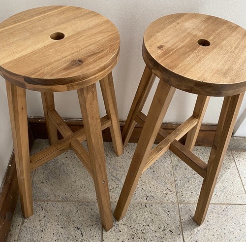Ikea wood bar stools in - 2,