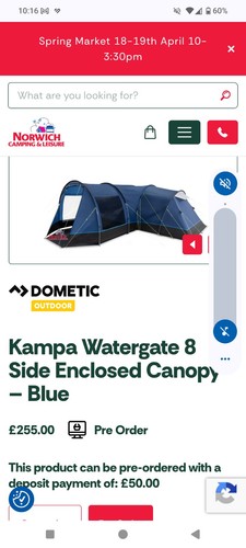 Kampa watergate side awning - side,