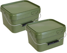 2 x Square Green Bait Buckets 5L Boilies Pellets Groundbait Carp Fishing Bait