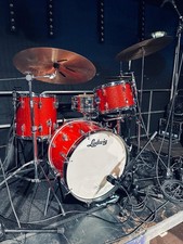 Vintage 1967 Ludwig Downbeat Red Sparkle Drum Kit