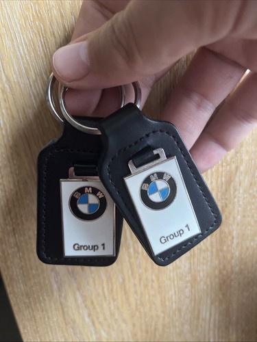 Bmw black leather keyring - black,