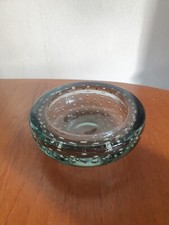 Vintage Whitefriars Controlled Bubble Smoke Grey Dish 12.5cm wide