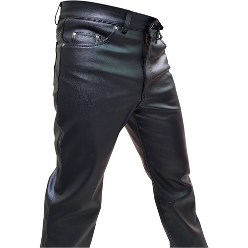 Mens black faux leather 501 - faux,