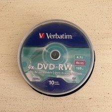 9 Verbatim Blank DVD-RW 4.7GB 120 minutes 4x Re-recordable Discs Retail 43552