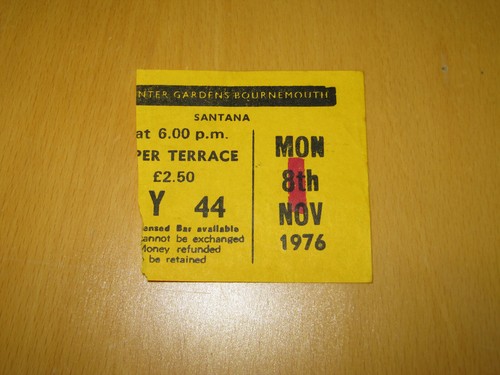 Santana 1976 gig ticket - -,