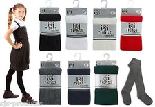 Girls Cotton Rich School Tights Winter Warm Thick Age 3 - 13 Yrs Black Blue Grey