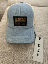 G-Star Originals Raw Denim Embro Baseball Trucker Cap Hat Mesh Faded Blue Mist