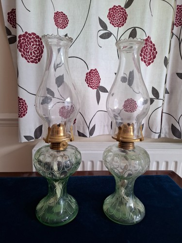 Pair vintage oil - pair, lamps