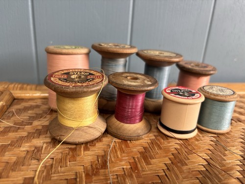Vintage wooden cotton reels - wooden,