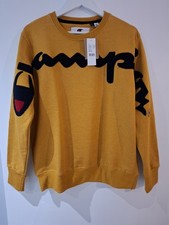 BNWT CHAMPION REVERSE WEAVE CREW NECK SWEATSHIRT,LARGE, MUSTARD, APPLICATE LOGO