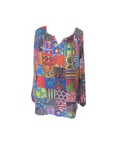 Cotton Traders Sheer Patchwork Tunic Pulls Over Head Crochet Seams Size UK 14