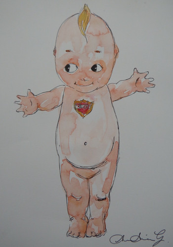Kewpie doll watercolour - doll,