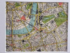 Central London, Westminster  Original 1940 Geographia Mounted Map - FREE POSTAGE