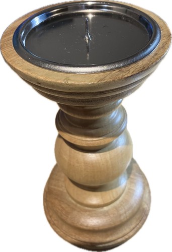Wooden pillar candle - wooden,