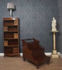 19th Century Mahogany Library Steps | Tooled Burgundy Leather Treads